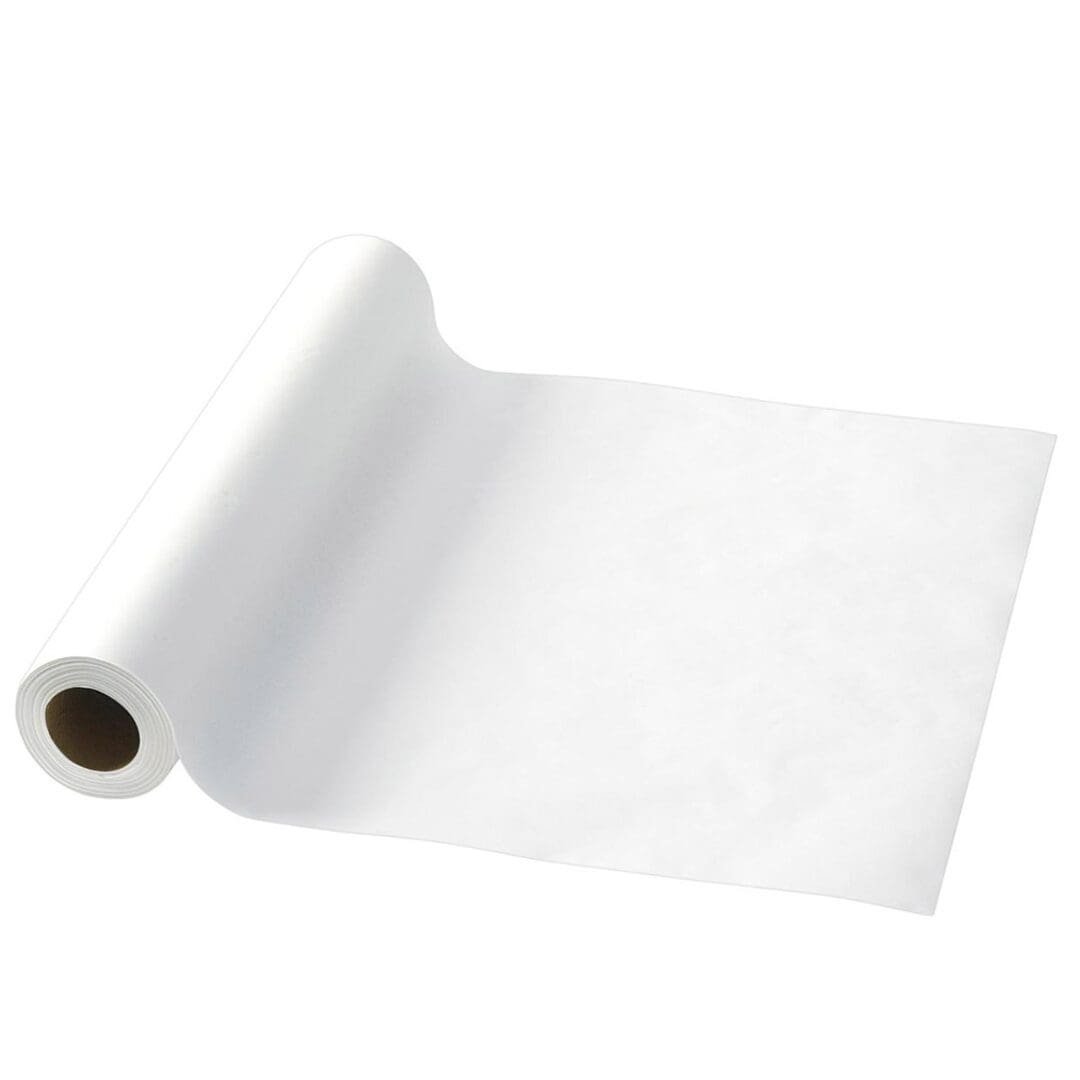 White paper roll unfurled