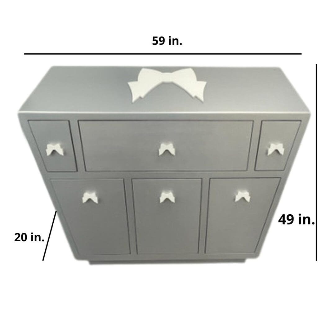 ModeloSloping Top Waxing Cabinet with built-in Wax and Roll-on Warmers - 4 Gray dresser with white bow