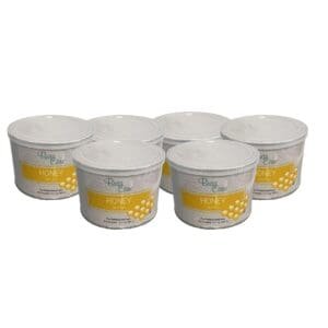 Six honey wax containers