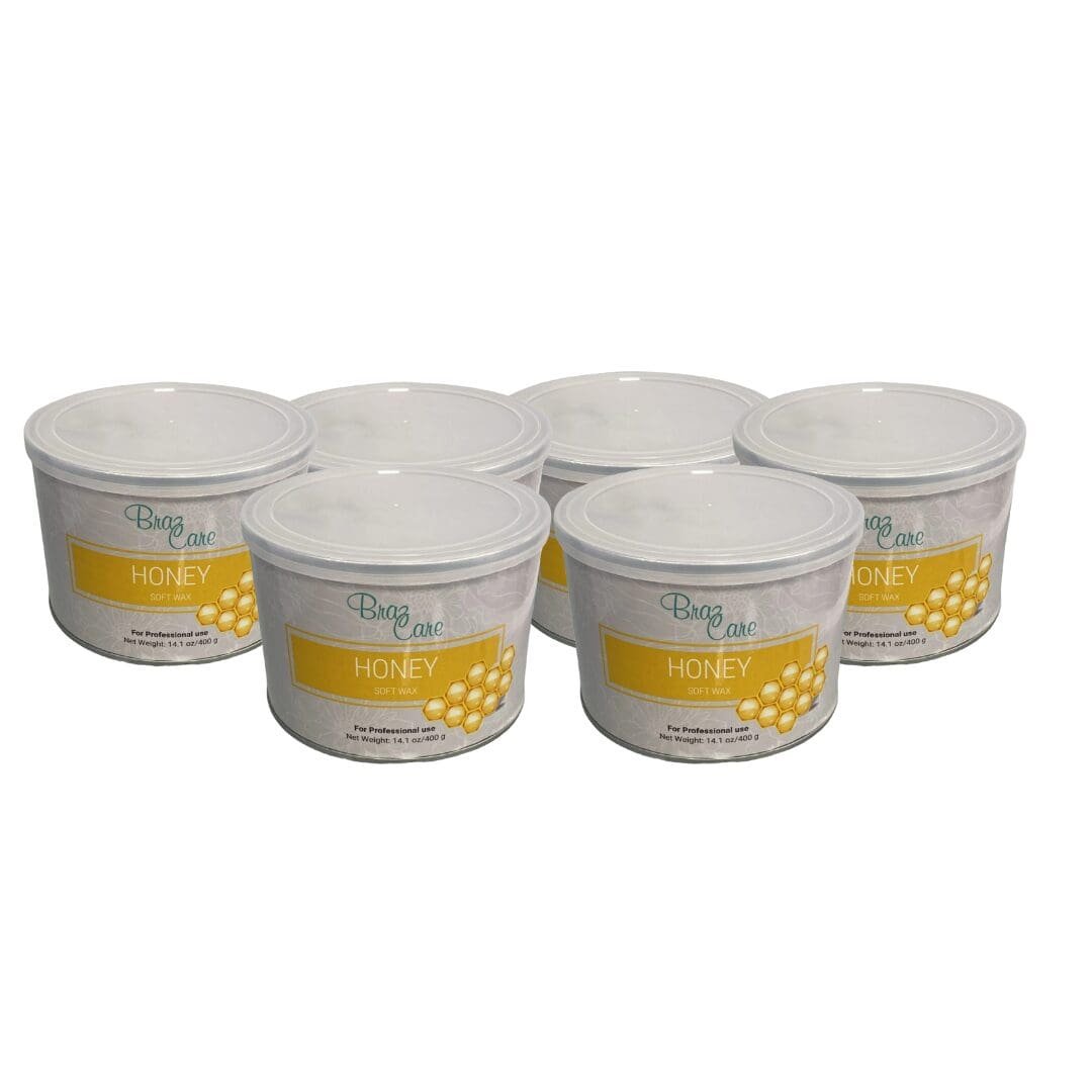Six honey wax containers